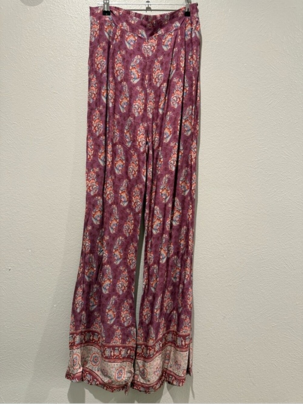 Easel Boho Maroon Paisley Two-Piece Halter Top + Wide Leg Pants Set, Sz M, NWT - Picture 5 of 5